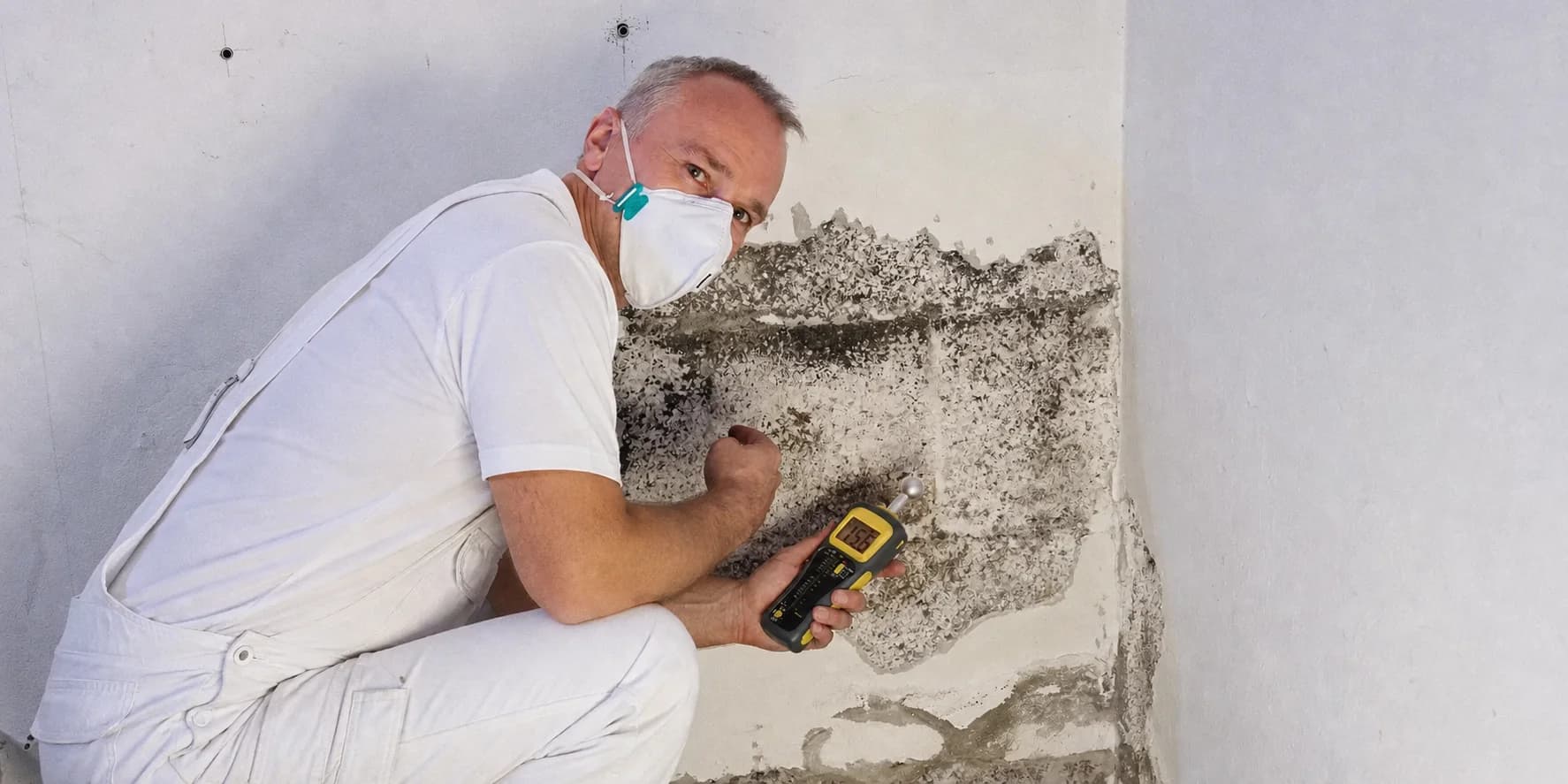 Fachgerechte Schimmelsanierung an einer Innenwand durch Malermeister Bekö